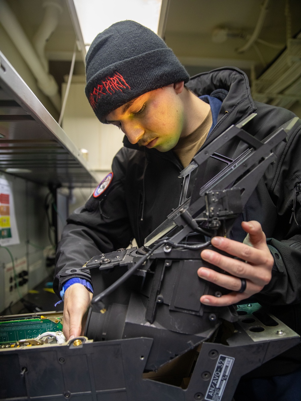 USS Gerald R. Ford (CVN 78) Sailor Repairs Equipment