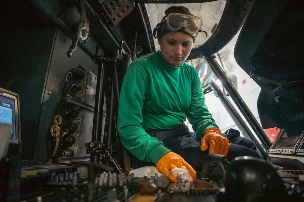 USS Gerald R. Ford (CVN 78) Sailor Conducts Maintenance