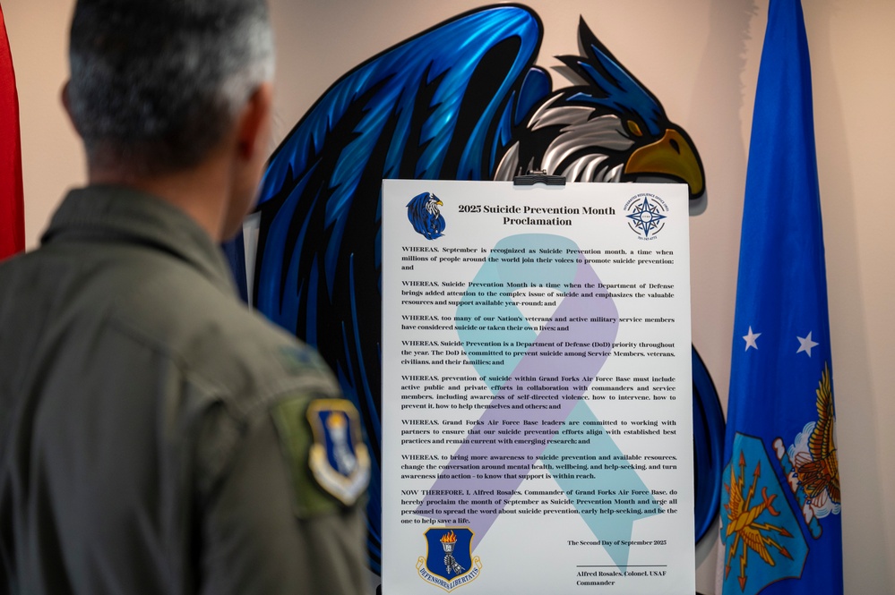 Grand Forks AFB Commander Signs Suicide Prevention Month Proclamation