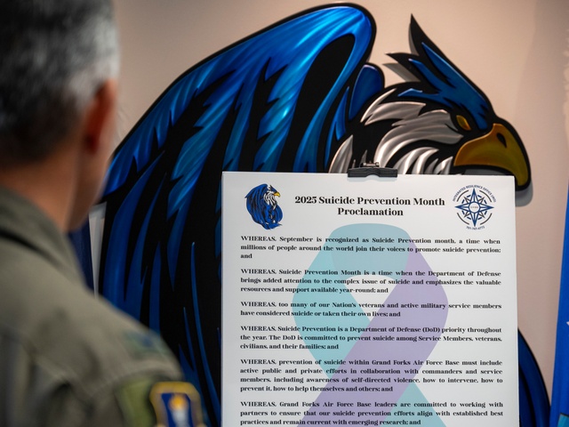 Grand Forks AFB Commander Signs Suicide Prevention Month Proclamation