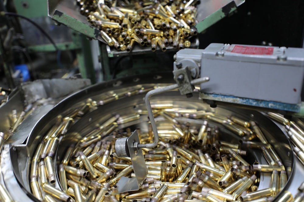 Small caliber bullet casings at Lake City Army Ammunition Plant.