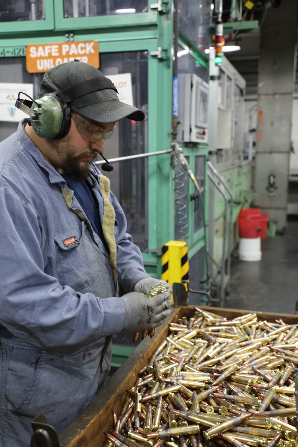 .50 Cal Inspection as a part of the production process at .50 Cal production at Lake City Army Ammunition Plant.