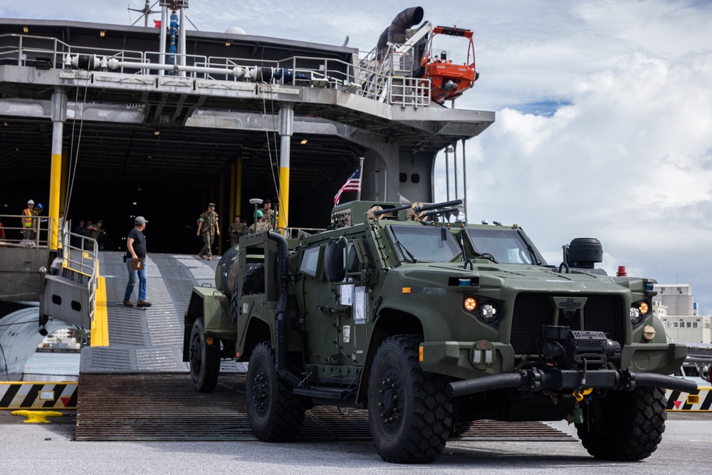 U.S. Marines Offload NMESIS and MADIS From USNS Guam