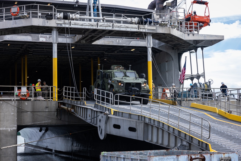 U.S. Marines Offload NMESIS From USNS Guam