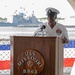 Fleet Master Chief Don Davis speaks at the CPO Legacy Academy graduation ceremony