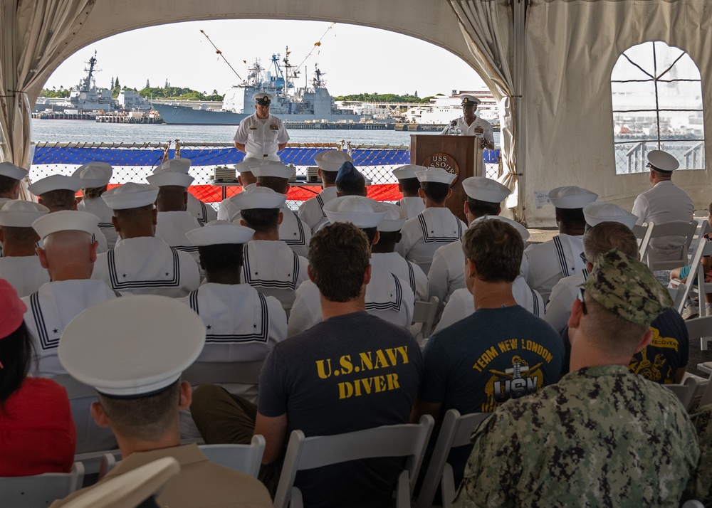 Fleet Master Chief Don Davis speaks at the CPO Legacy Academy graduation