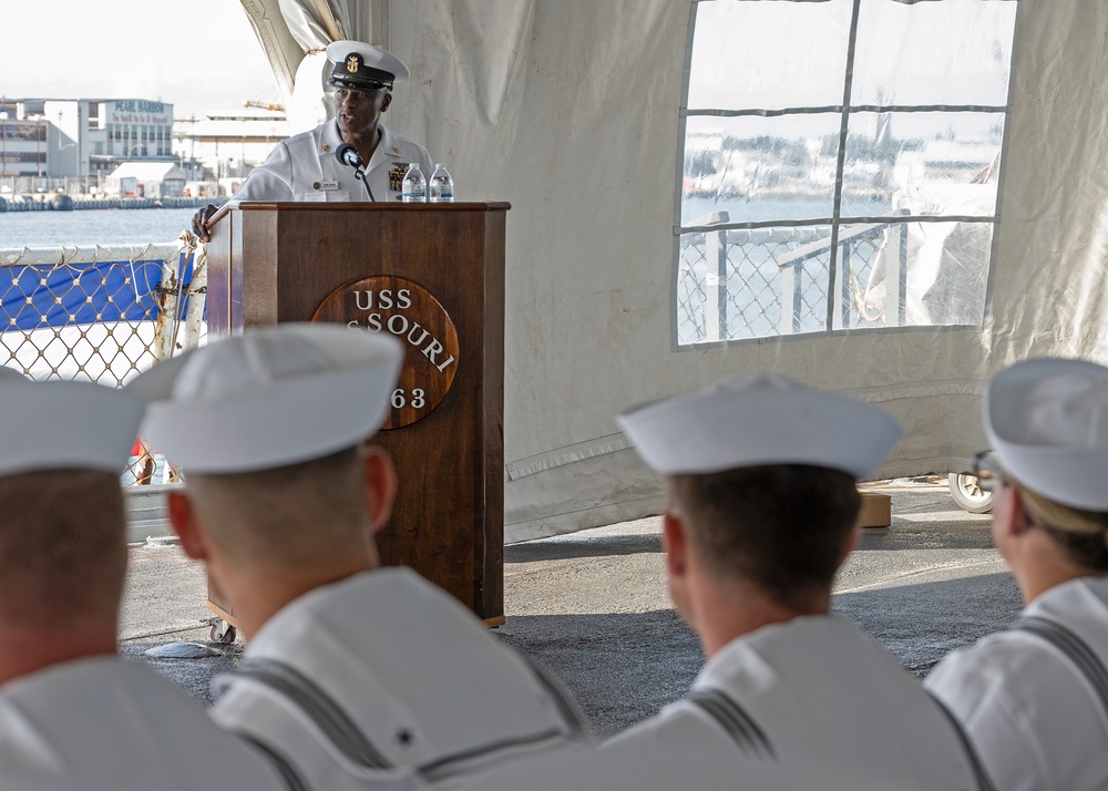 Fleet Master Chief Don Davis speaks at the CPO Legacy Academy graduation ceremony