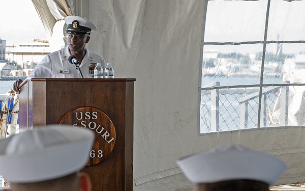 Fleet Master Chief Don Davis speaks at the CPO Legacy Academy graduation ceremony