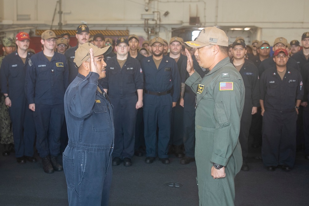 Lt. Cambe Promotion Ceremony Aboard USS Tripoli