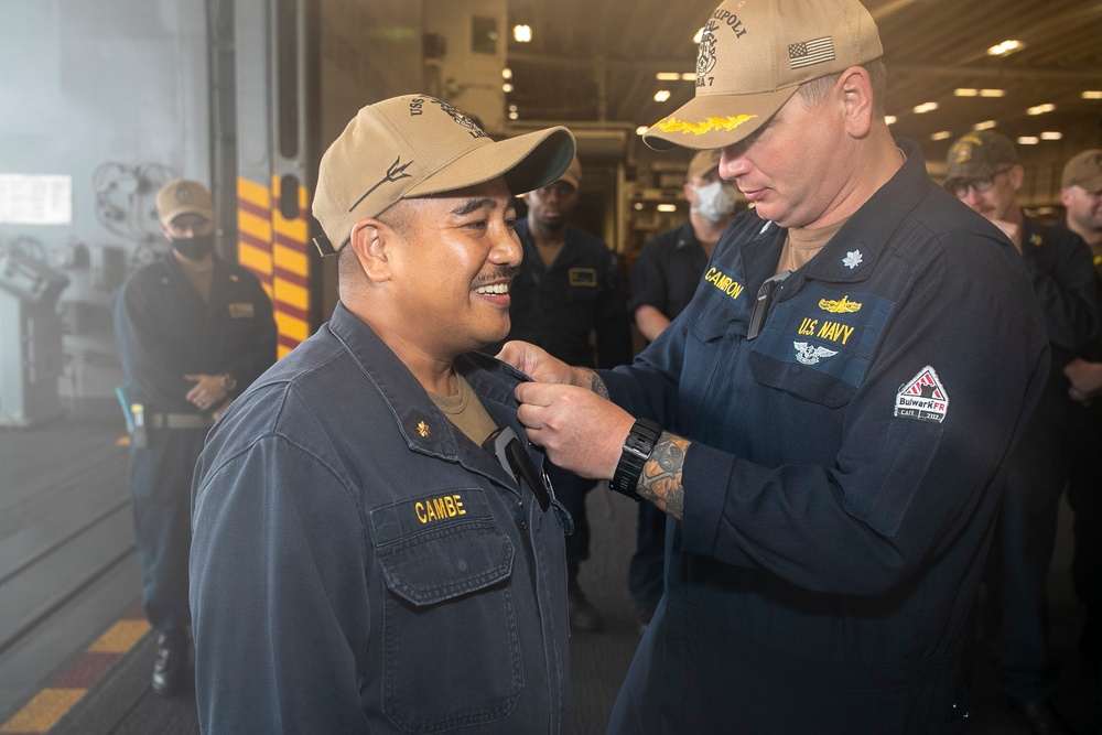 Lt. Cambe Promotion Ceremony Aboard USS Tripoli