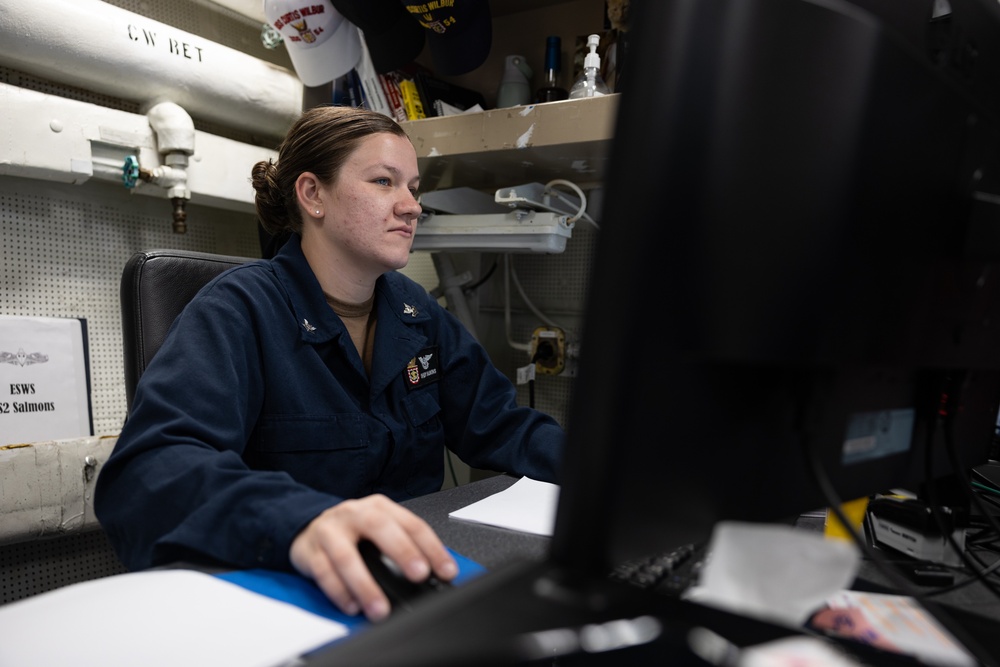 Sailor Processes Ship Maintenance Requirements