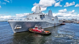 USS New York Enters The Shipyards