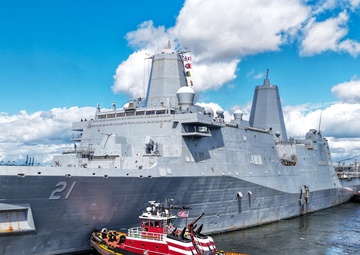 USS New York Enters The Shipyards