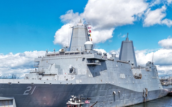 USS New York Enters The Shipyards