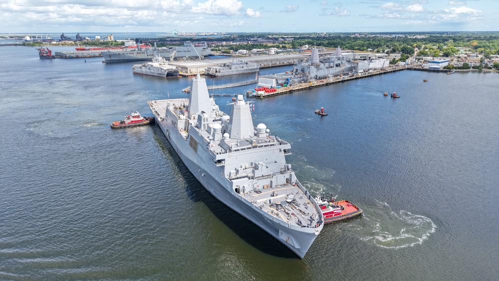 USS New York Enters The Shipyards