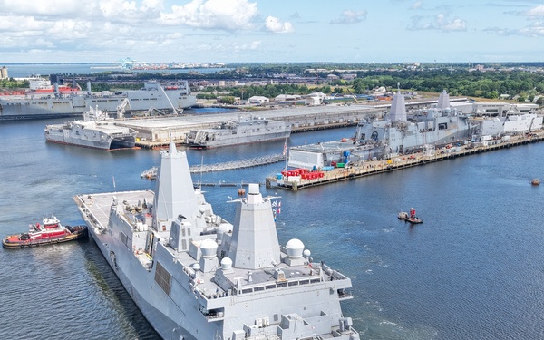 USS New York Enters The Shipyards