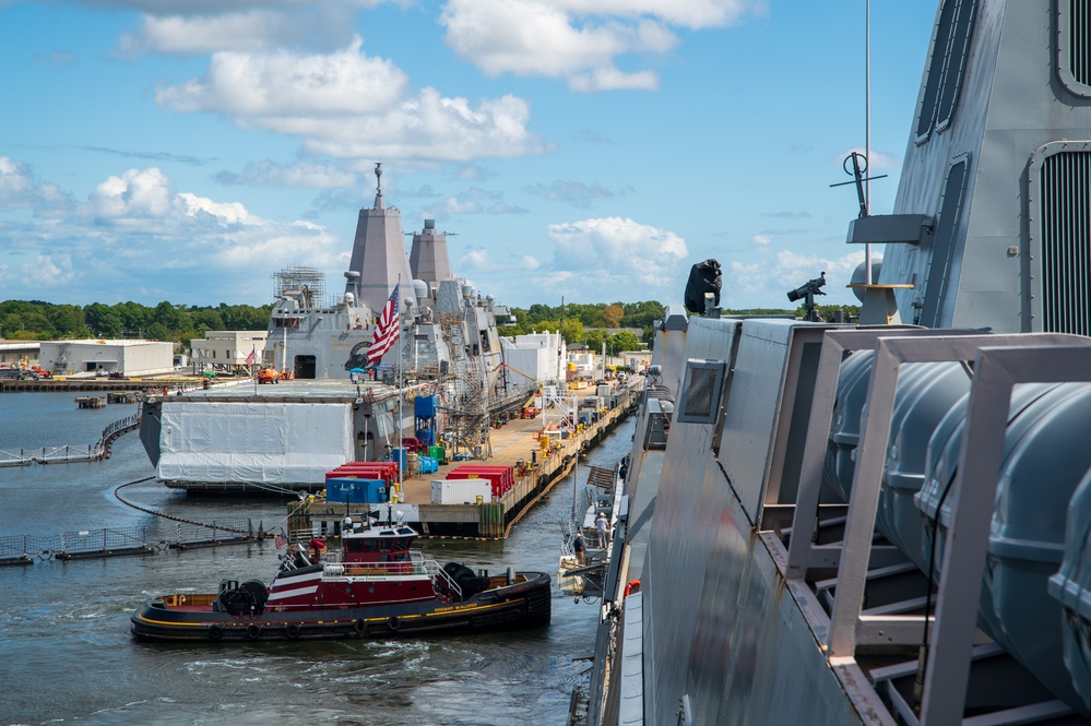USS New York Enters The Shipyards