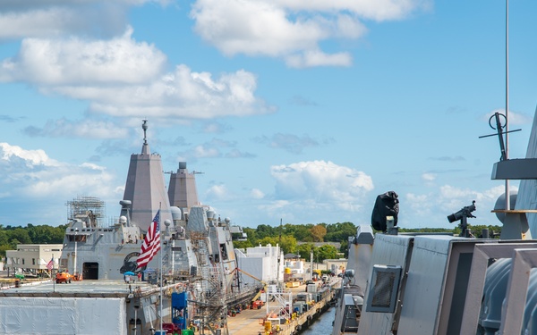 USS New York Enters The Shipyards