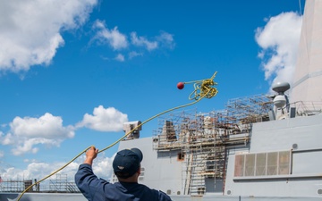 USS New York Enters The Shipyards