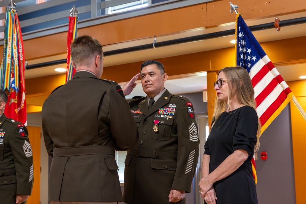 Retiring CSM Recieves U.S. Flag