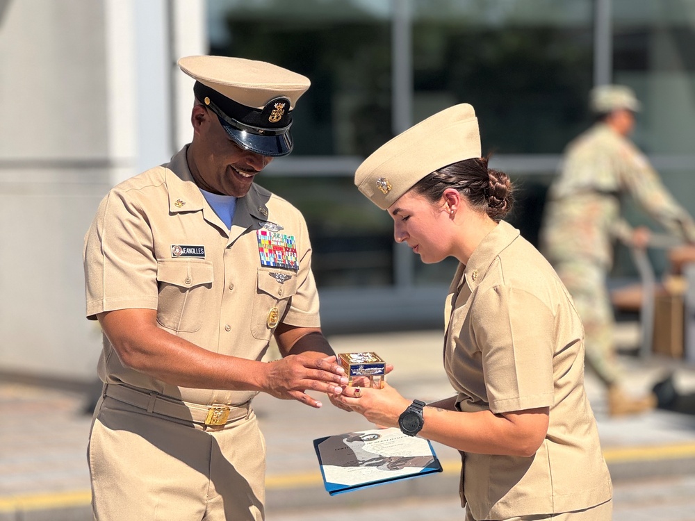 NMRC Command Master Chief Reenlists, Turns Over Office