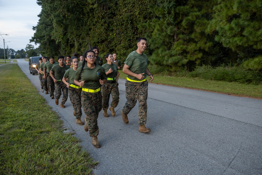 Marines with Ground Supply School participate in a resupply run