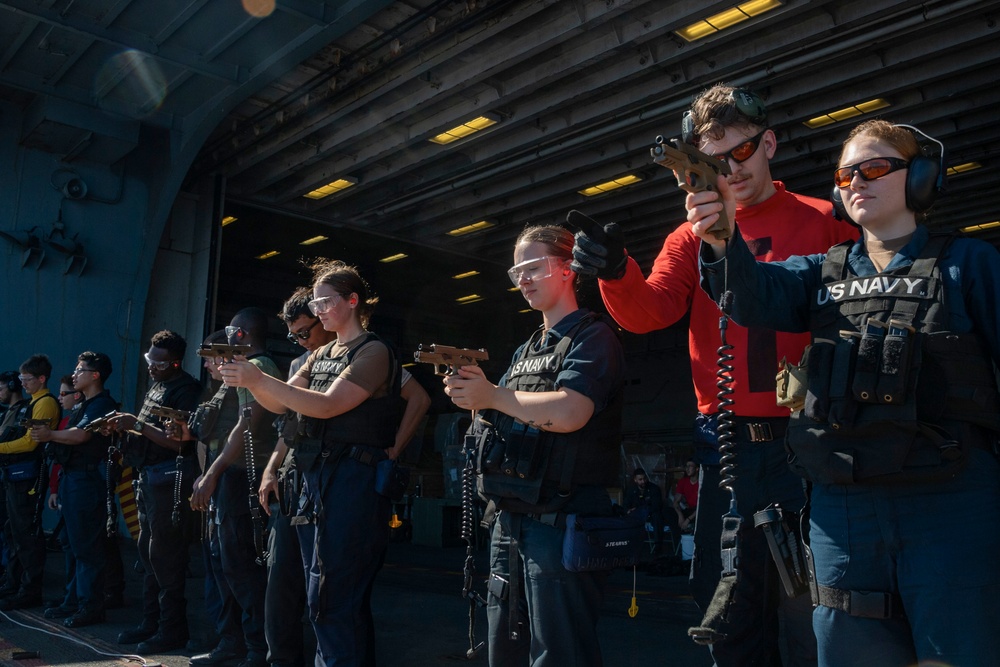 USS America (LHA 6) Conducts Small Arms Live Fire Exercise
