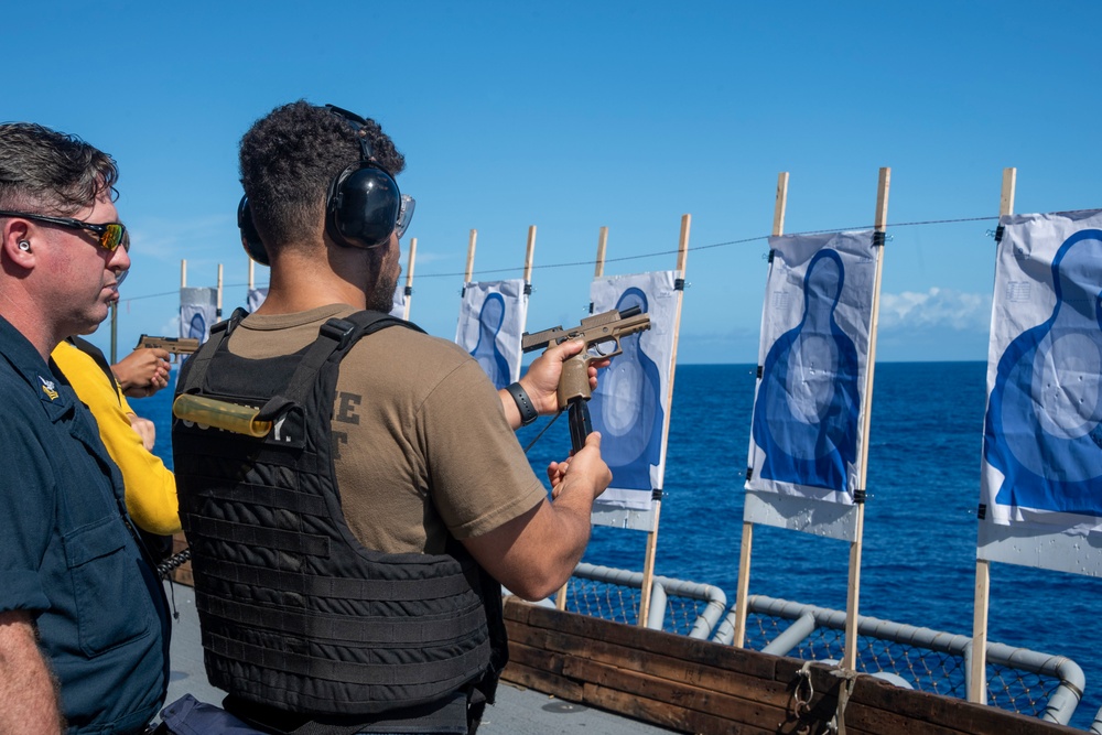 USS America (LHA 6) Conducts Small Arms Live Fire Exercise