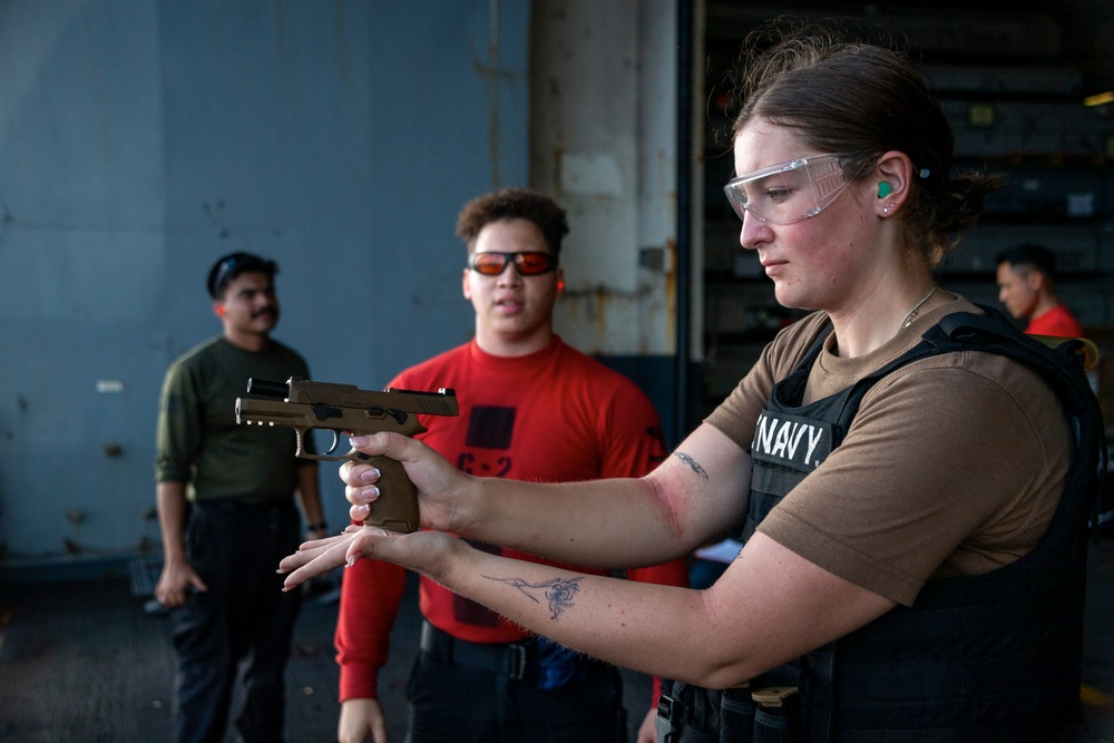USS America (LHA 6) Conducts Small Arms Live Fire Exercise