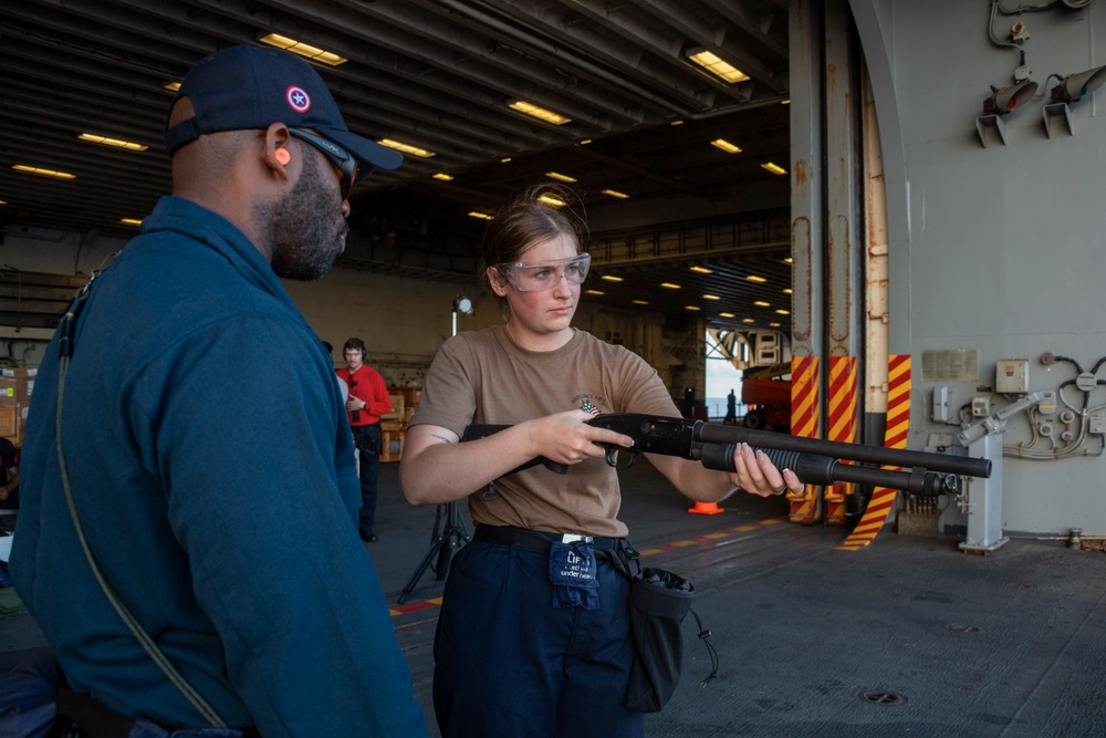 USS America (LHA 6) Conducts Small Arms Live Fire Exercise