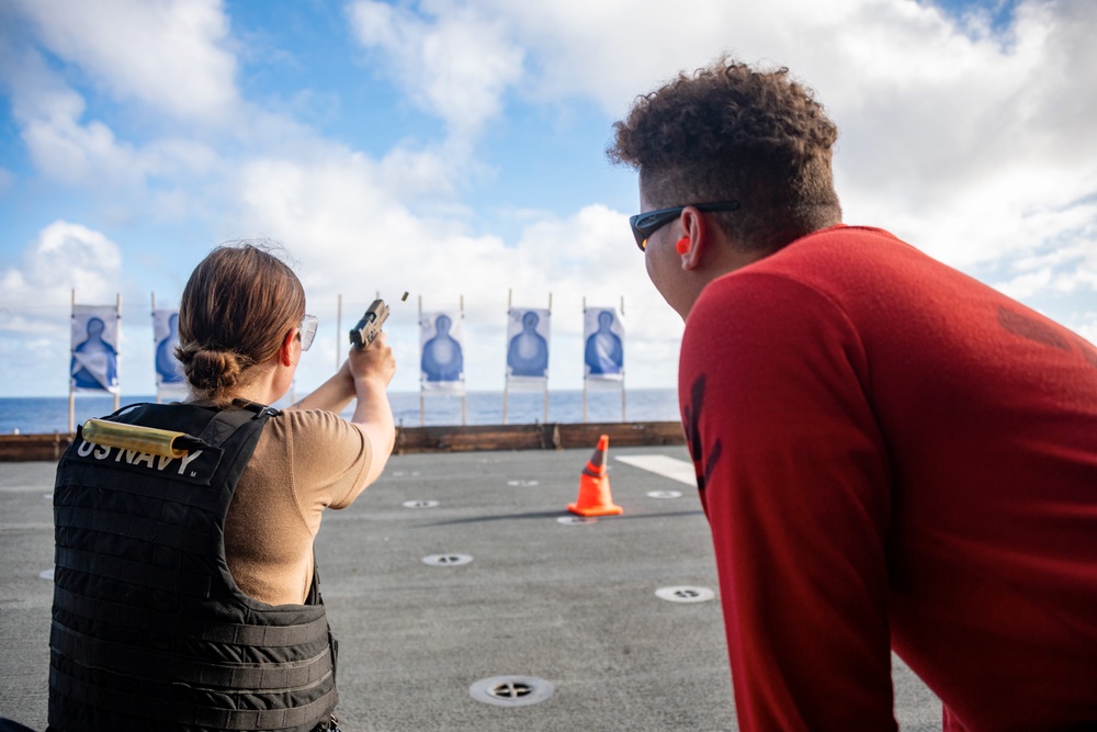 USS America (LHA 6) Conducts Small Arms Live Fire Exercise