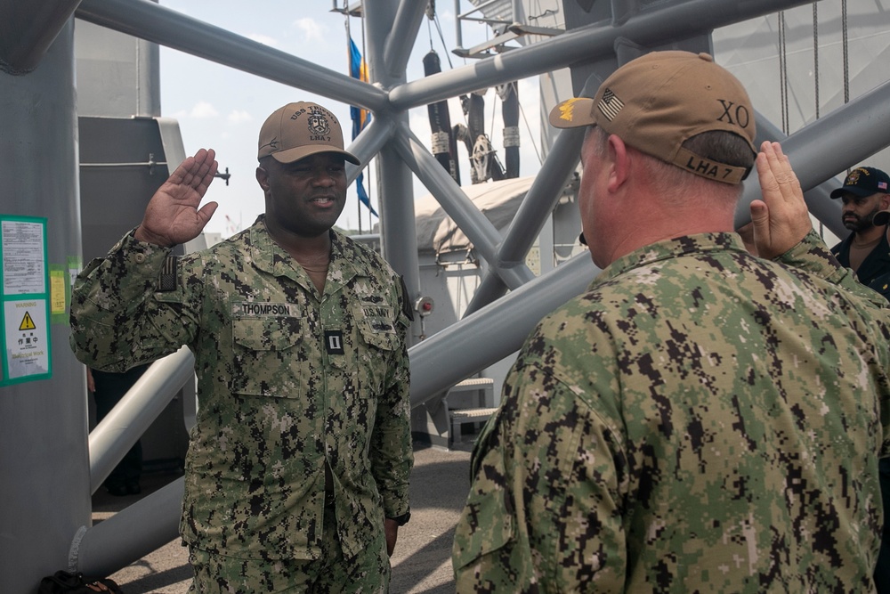 Lt. Thompson Promotion Ceremony Aboard USS Tripoli