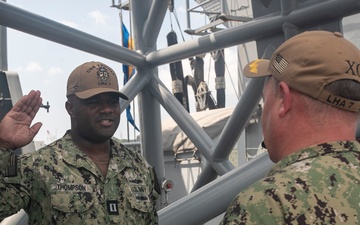 Lt. Thompson Promotion Ceremony Aboard USS Tripoli