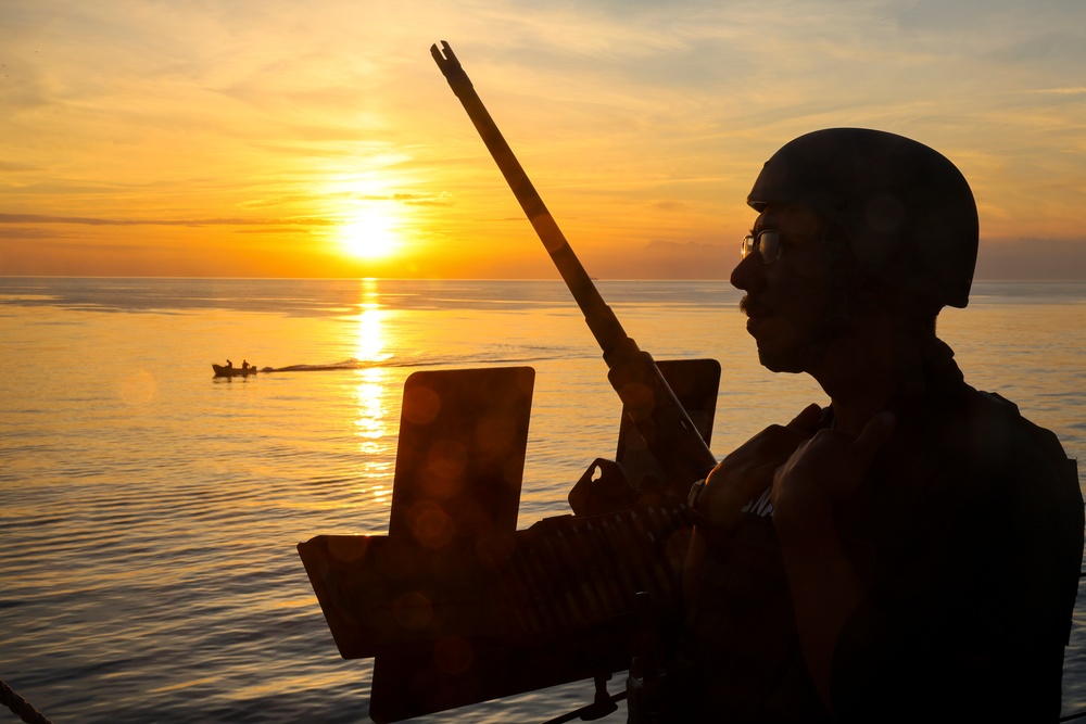 GM2 Joshua Civitic stands watch during sea-and-anchor detail