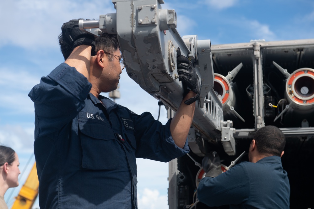 USS America (LHA 6) Conducts Missile Handling