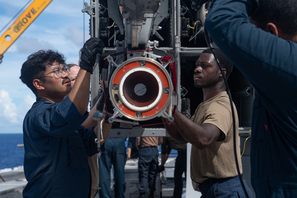 USS America (LHA 6) Conducts Missile Handling