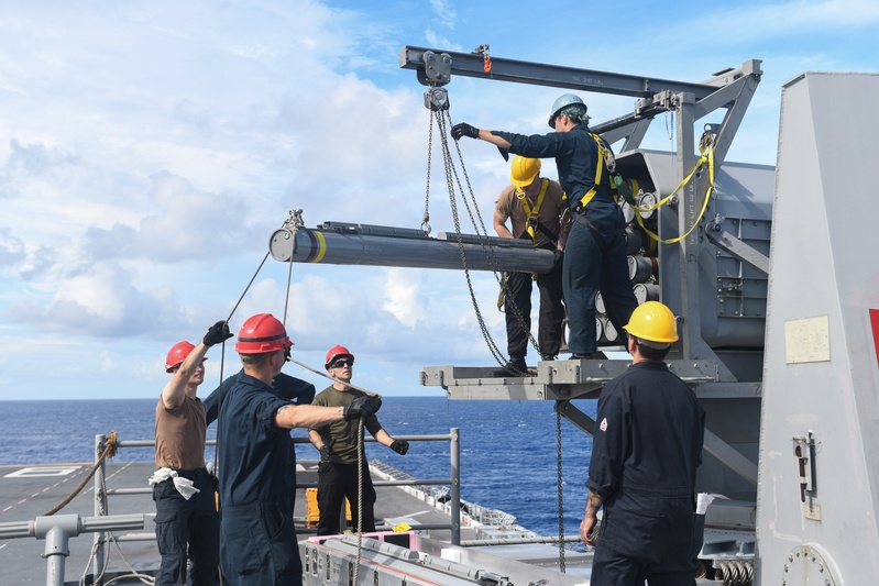 USS America (LHA 6) Conducts Missile Handling
