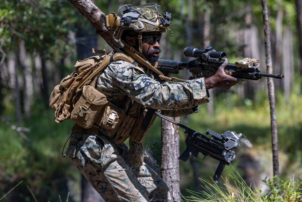 Marines with Infantry Small Unit Leadership Course participate in a combined arms live fire exercise
