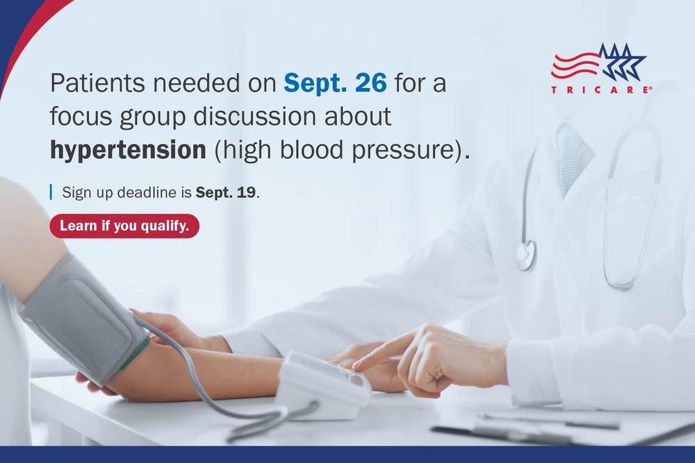 Help Shape Clinical Practice Guidelines in Joint DOD, VA Patient Focus Groups: Hypertension on Sept. 26