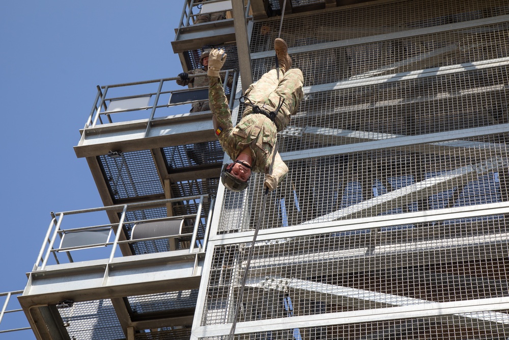 Sabalauski Air Assault School Conducts Tower Rappels on Novo Selo Training Area, Bulgaria