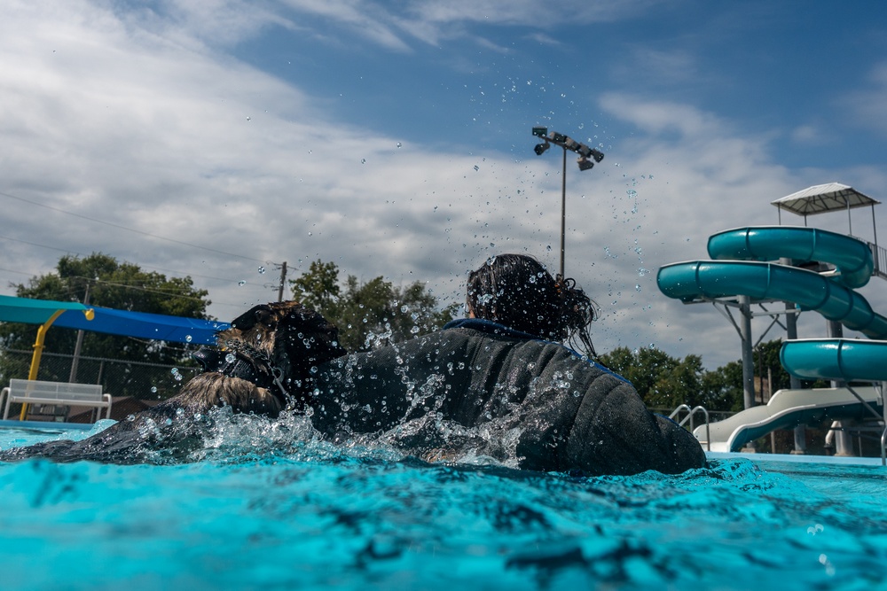 509 SFS military working dogs complete water aggression training