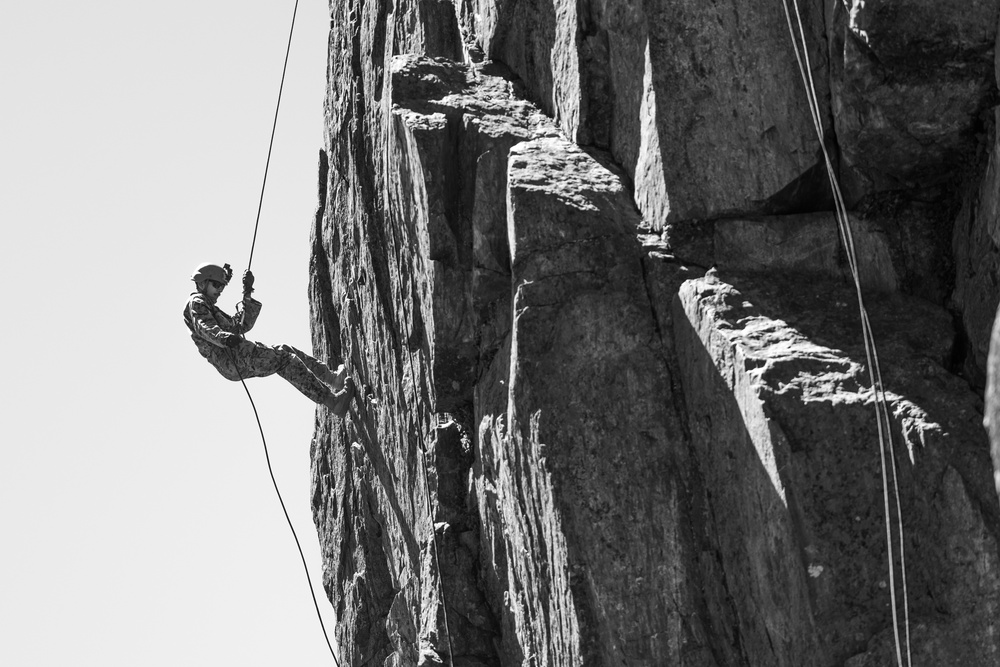 1st Bn., 5th Marines rappel with UAE Presidential Guard during MTX 4-25