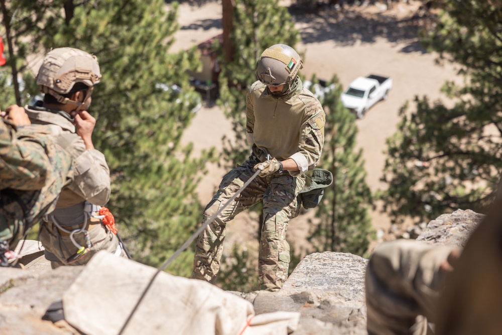 1st Bn., 5th Marines rappel with UAE Presidential Guard during MTX 4-25