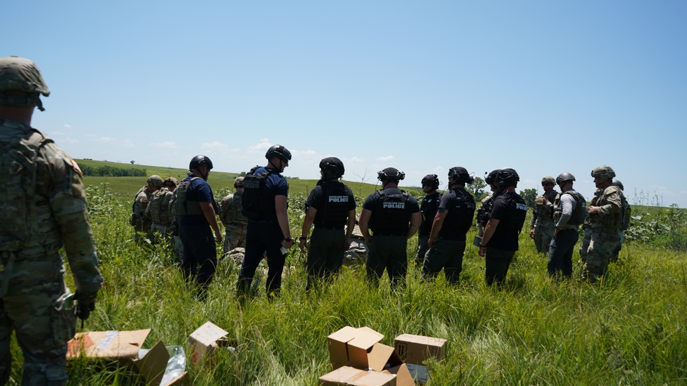 Interagency Explosive Ordnance Disposal techs dispose of aerial bombs on Fort Riley