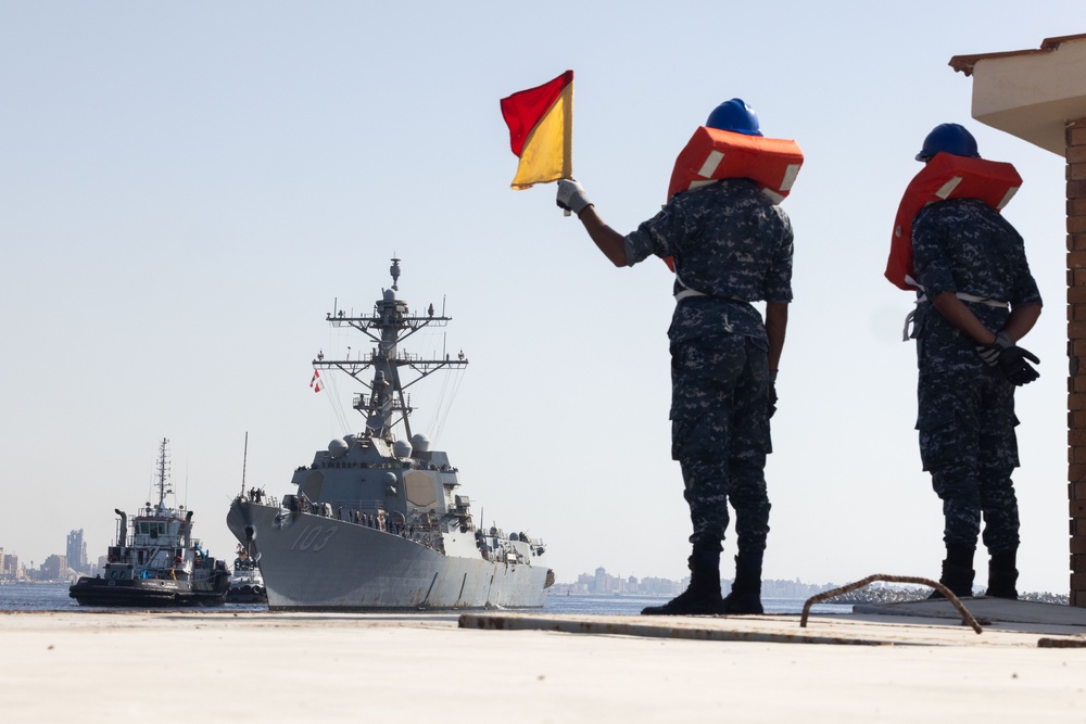 USS Truxton Pulls into Port at the Ras Al Tin Naval Base
