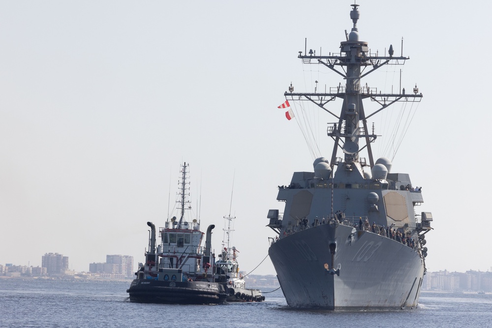 USS Truxton Pulls into Port at the Ras Al Tin Naval Base