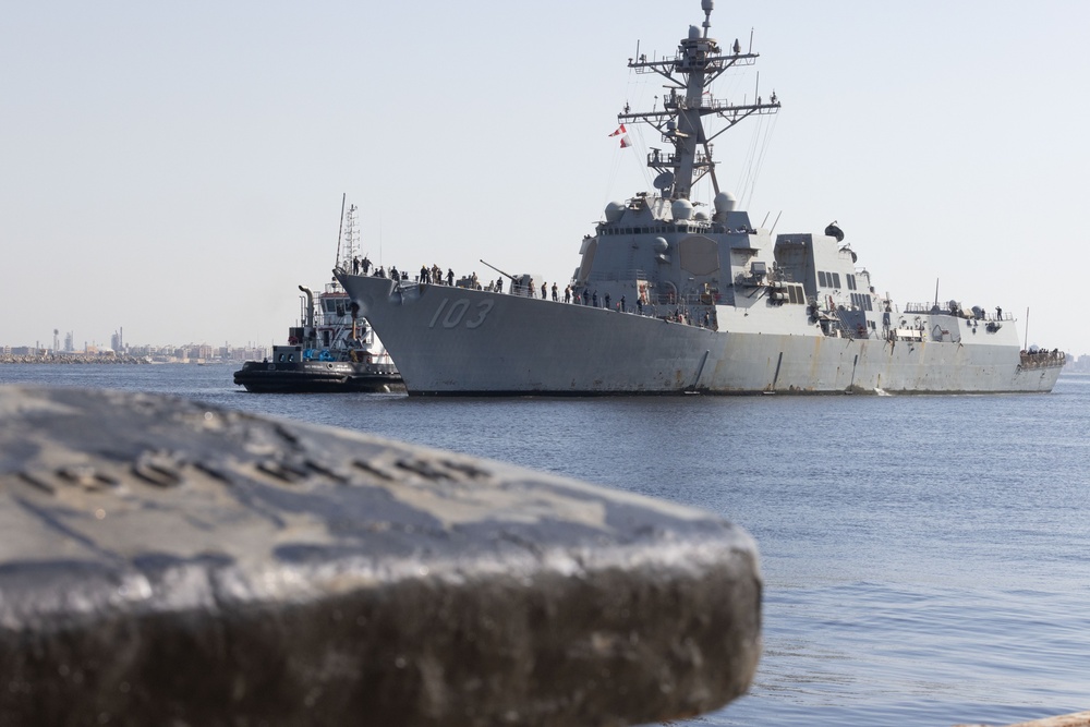 USS Truxton Pulls into Port at the Ras Al Tin Naval Base