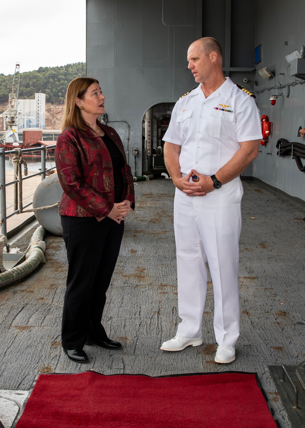 United States Ambassador to Montenegro aboard USS Mount Whitney