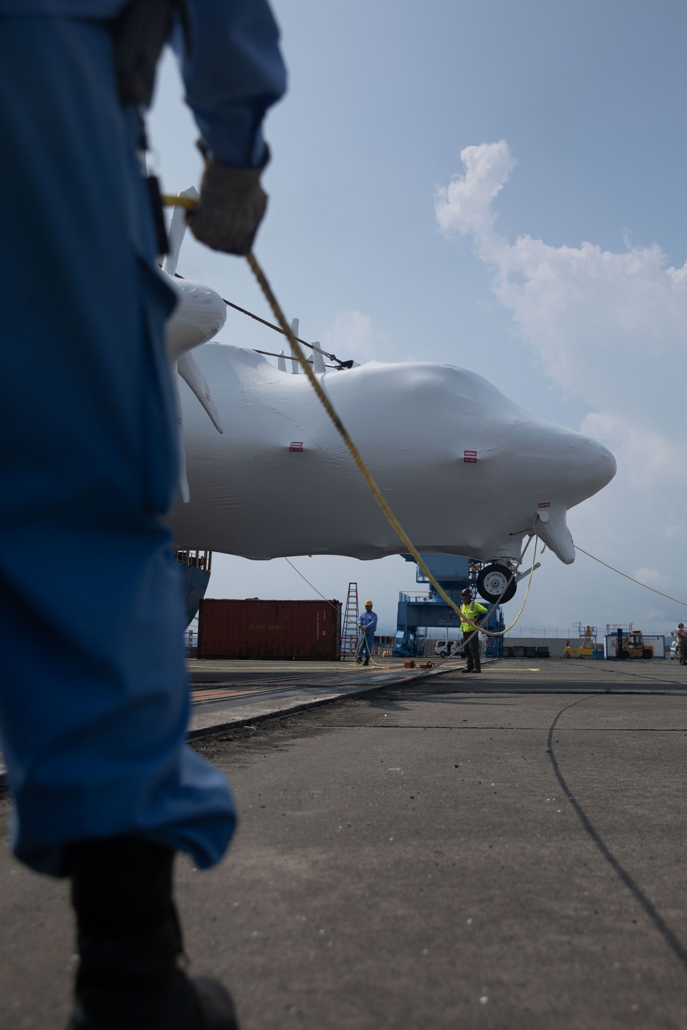 MCAS Iwakuni unloads E-2D Advanced Hawkeye designated for Japan Air Self-Defense Force