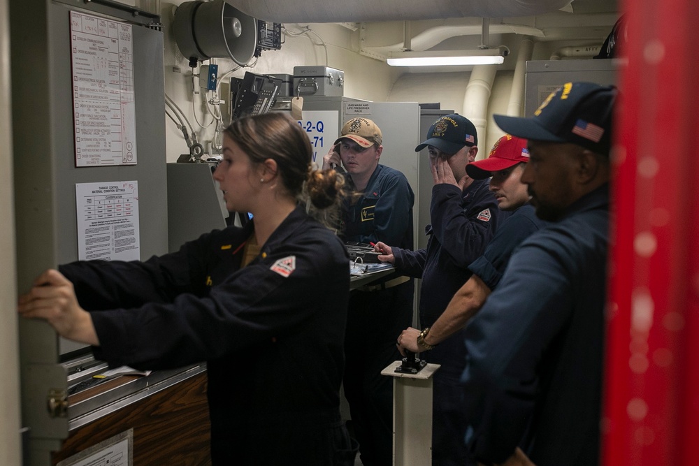USS Tripoli Sailors Run a Toxic Gas Drill